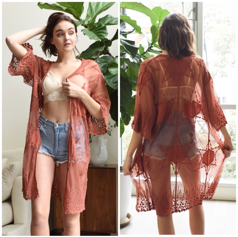 LAST 1‼️CARINA Embroidered mesh - Kimono - Picture 3 of 6